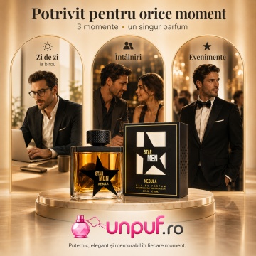 Parfum Arăbesc Star Men Nebula Fragrance World 100 ml, Apă de Parfum Bărbat, Aromă Oriental Lemnoasă cu Bergamotă, Portocală, Fructe, Cafea, Cedru, Malt, Paciuli, Whiskey, Ambră, Mosc și Vanilie - Img 6