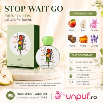 Parfum Arăbesc Stop Wait Go Lattafa Pride 75 ml, Apă de Parfum Unisex, Aromă Floral Fructat Gurmandă cu Lavandă, Pară, Piersică, Orhidee, Pralină, Nucă de Cocos, Ambră, Lemn de Santal și Mosc - Img 9