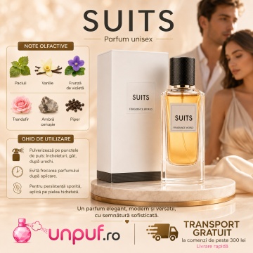 Parfum Arăbesc Suits Fragrance World 100 ml, Apă de Parfum Unisex, Damă și Bărbat, Aromă Oriental Lemnoasă Elegantă cu Coriandru, Frunză de Violetă, Bergamotă, Lăcrămioare, Piper Negru, Trandafir, Ambră Cenușie, Patchouli și Vanilie Bourbon - Img 9