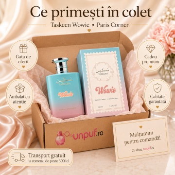 Parfum Arăbesc Taskeen Wowie Paris Corner 100 ml, Apă de Parfum Unisex, Damă și Bărbat, Aromă Fructat Florală, Inspirat Lost in Paris Roja - Img 3