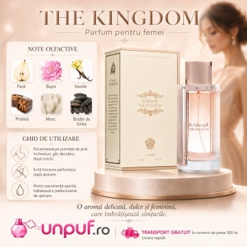 Parfum Arăbesc The Kingdom Women Lattafa 100 ml, Apă de Parfum Damă, Aromă Oriental Vanilată cu Bujor, Coacăză Neagră, Pară, Iasomie, Pralină, Tonka, Ambră, Santal, Mosc și Vanilie - Img 9