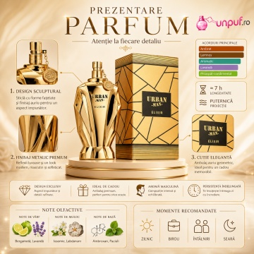 Parfum Arăbesc Urban Man Elixir Fragrance World 90 ml, Apă de Parfum Bărbat, Aromă Aromatic Condimentată Intensă cu Grapefruit, Cardamom, Scorțișoară, Lemn Dulce, Lavandă, Nucșoară, Patchouli, Ambră, Lemn de Santal și Mosc - Img 3