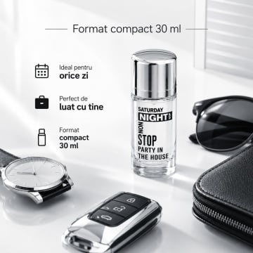 Parfum Bărbat V.V. Love Saturday Night Non Stop Eau de Parfum 30 ml, Inspirat din 212 VIP Men Carolina Herrera, Aromă Fresh, Aromatică și Lemnoasă - Img 6