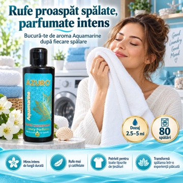 Parfum Concentrat pentru Rufe Azuro Aquamarine, până la 80 Spălări, Aromă Fresh și Revigorantă, pentru Spălare Automată și Manuală, 200 ml - Img 3