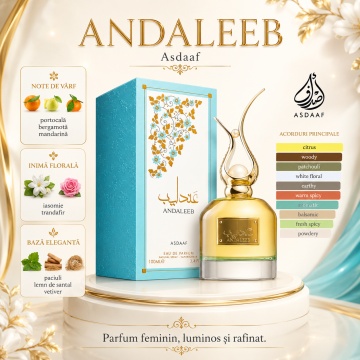 Parfum Damă Andaleeb Asdaaf, Eau de Parfum 100 ml, Floral Citric, Iasomie, Trandafir, Patchouli, Lemn de Santal și Vetiver - Img 6