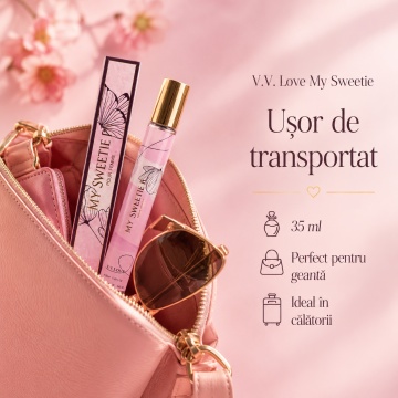 Parfum Damă My Sweetie 35 ml V.V. Love, Apă de Toaletă, Inspirat de Mon Paris Yves Saint Laurent, Aromă Fructat Dulce cu Căpșuni, Zmeură, Pară, Iasomie, Vanilie, Paciuli și Mosc Alb - Img 3