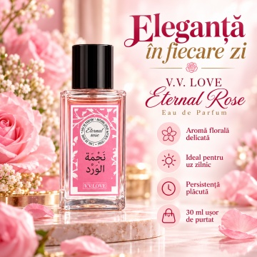 Parfum Dama V.V.Love Eternal Rose, Eau de Parfum EDP, 30 ml, Oriental-Floral, cu Trandafir si Note Lemnoase, Elegant, Persistent, pentru Zi si Seara - Img 3
