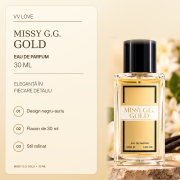 Parfum Dama VV Love Missy G.G. Gold, Eau de Parfum EDP, 30 ml, Persistent, Floral-Oriental, Elegant, Spray, Format Compact, pentru Zi si Seara - Img 3
