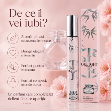 Parfum Delight Woody 35 ml, Apă de Parfum Damă, Aromă Floral Lemnoasă cu Mosc, Format Compact, Note de Grapefruit, Salvie, Iris, Violetă, Nufăr, Lemn de Santal și Mosc - Img 3