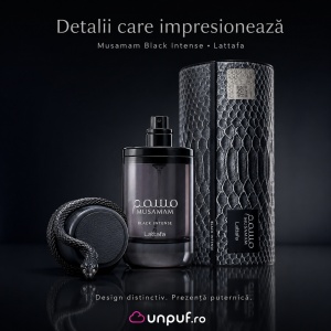 Parfum Lattafa Musamam Black Intense 100 ml, Apă de Parfum Bărbat, Aromă Lemnos Condimentată, Note de Bergamotă, Lavandă, Nucșoară, Salvie, Cedru, Patchouli și Tonka - Img 7