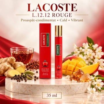 Parfum pentru barbati Locoste L.12.12 Rouge V.V. Love, 35 ml, aroma proaspat condimentata fructata, ghimbir, cardamom, piper negru, ceai Rooibos, mango, rasina benzoica si salcam