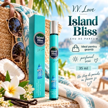 Parfum pentru femei Island Bliss V.V. Love, Apa de Parfum, 35 ml, aroma vanilata dulce tropicala, fructe mici salbatice, note verzi, nuca de cocos, floare de portocal, nufar, vanilie, mosc si boabe de tonka - Img 4