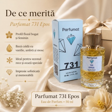 Set Apa de parfum Parfumat 731 EPOS, Dama, 50 ml si Gentuta cosmetice - Img 6
