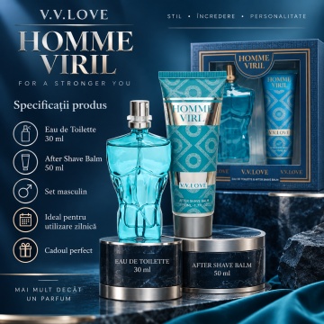 Set Cadou Bărbați V.V.Love Homme Viril, Eau de Toilette 30 ml + After Shave Balm 50 ml - Img 2