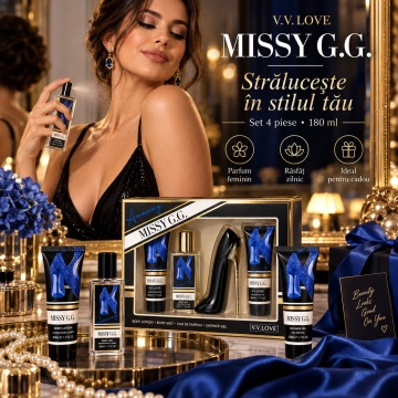Set Cadou Damă V.V. Love Missy G.G. Amazing 4 Piese – Eau de Parfum 30 ml, Body Mist 50 ml, Body Lotion 50 ml și Shower Gel 50 ml, 180 ml - Img 6