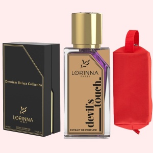 Set Extract de Parfum Lorinna Paris Parfum, De Luxe Collection, Devil`s Touch, 50 ml, Unisex Damă Bărbat si Gentuță Parfumuri