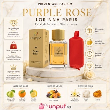 Set Extract de Parfum Lorinna Paris Parfum Purple Rose, 50 ml, Unisex Damă Bărbat si Gentuță Parfumuri - Img 12
