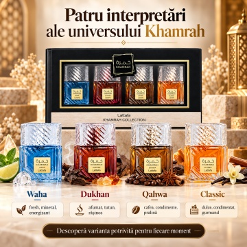 Set Lattafa Khamrah 4 x 25 ml Gift Pack, Waha, Dukhan, Qahwa, Khamrah - Img 5