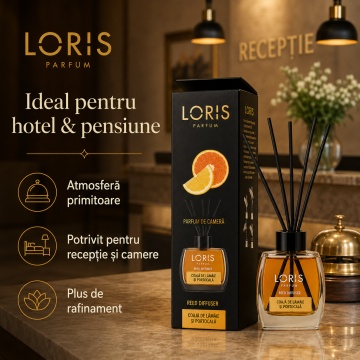 Set parfum odorizat de camera cu betisoare parfumate, miros placut persistent, LORIS PARFUM, esenta Coaja de lamaie si portocala, 120 ml - Img 5