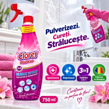 Solutie curatare baie Cloret Hygiene Bleach Spray – 750 ml - Img 3