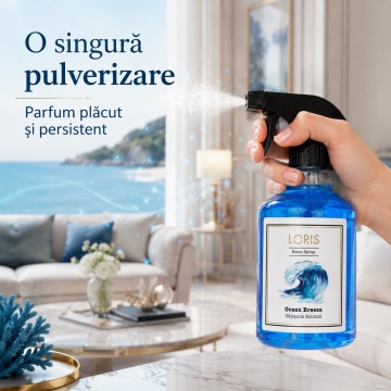 Spray Odorizant Loris Pafum Ocean Breeze, 500 ml, pentru Cameră, Hol, Baie și Auto, Aromă Marină Fresh - Img 7