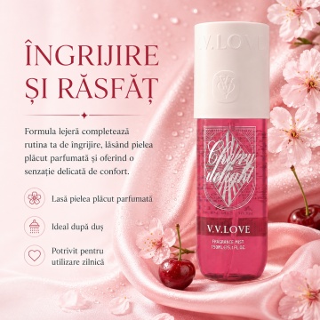 Spray Parfumat pentru Corp V.V. Love Cherry Delight, 150 ml, Damă, Aromă Dulce Fructată de Cireșe - Img 7