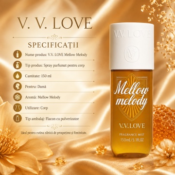 Spray Parfumat pentru Corp V.V. Love Mellow Melody, 150 ml, Damă, Aromă Caldă și Catifelată - Img 8