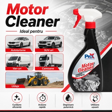 Degresant motor PRO X Motor Cleaner, soluție pentru curățarea motorului și pieselor mecanice, îndepărtează grăsimea, uleiul și murdăria dificilă, aplicare rapidă, 4x Stickere - Img 5