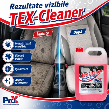 Detergent tapițerie și mochete PRO X TEX-Cleaner, concentrat cu spumare redusă, pentru textile auto, covoare și suprafețe textile, curățare în profunzime, 5 L, 4x Stickere - Img 5