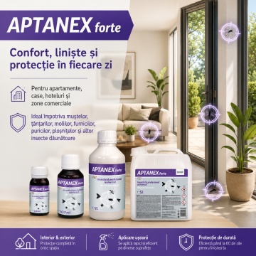 Insecticid profesional APTANEX, concentrat emulsionabil, pentru apartamente, hoteluri și spații comerciale, combate insecte zburătoare și târâtoare, 100 ml, 4x Stickere - Img 4