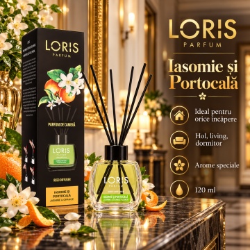 Loris Parfum Iasomie & Portocală 120 ml – Odorizant de Cameră cu Bețișoare Parfumate - Img 3