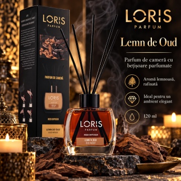 Loris Parfum Lemn de Oud 120 ml – Odorizant de Cameră cu Bețișoare Parfumate - Img 6