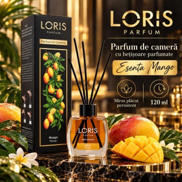 Loris Parfum Mango 120 ml – Odorizant de Cameră cu Bețișoare Parfumate