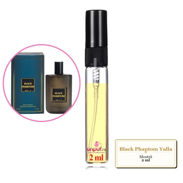 Mostra fiola din Black Phantom Yalla, decant sticla cu pulverizator
