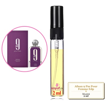 Mostra fiola din Parfumul Afnan 9 Pm Pour Femme Edp, decant sticla cu pulverizator