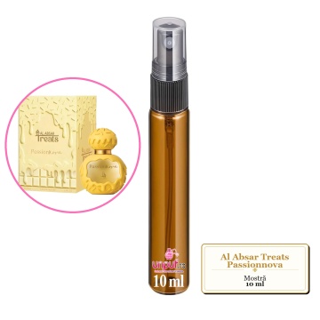 Mostra fiola din Parfumul Al Absar Treats Passionnova, decant sticla cu pulverizator