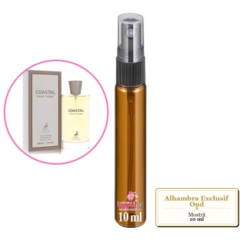 Mostra fiola din Parfumul Alhambra Exclusif Oud, decant sticla cu pulverizator