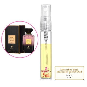 Mostra fiola din Parfumul Alhambra Pink Shimmer Secret Oud, decant sticla cu pulverizator - Img 4
