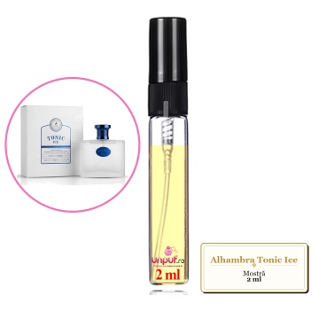 Mostra fiola din Parfumul Alhambra Tonic Ice, decant sticla cu pulverizator