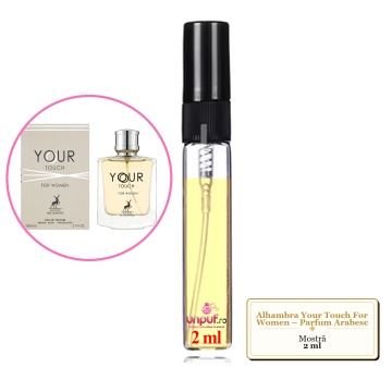 Mostra fiola din Parfumul Alhambra Your Touch For Women – Parfum Arabesc, decant sticla cu pulverizator