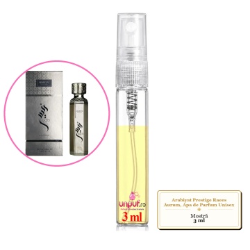 Mostra fiola din Parfumul Arabiyat Prestige Raees Aurum, Apa de Parfum Unisex, decant sticla cu pulverizator - Img 3