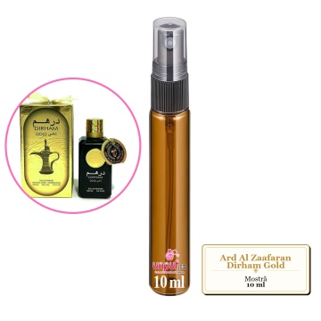 Mostra fiola din Parfumul Ard Al Zaafaran Dirham Gold, decant sticla cu pulverizator - Img 3