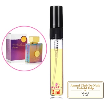 Mostra fiola din Parfumul Armaf Club De Nuit Untold Edp, decant sticla cu pulverizator