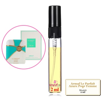 Mostra fiola din Parfumul Armaf Le Parfait Azure Pour Femme, decant sticla cu pulverizator