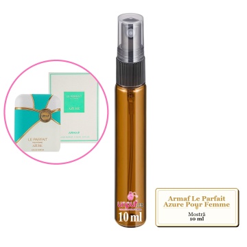 Mostra fiola din Parfumul Armaf Le Parfait Azure Pour Femme, decant sticla cu pulverizator