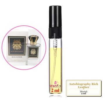 Mostra fiola din Parfumul Autobiography Rich Leather, decant sticla cu pulverizator
