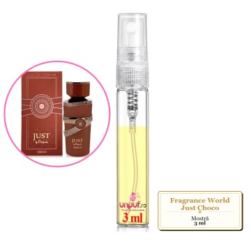 Mostra fiola din Parfumul Fragrance World Just Choco, decant sticla cu pulverizator - Img 3