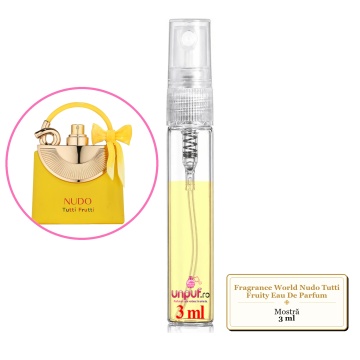 Mostra fiola din Parfumul Fragrance World Nudo Tutti Fruity Eau De Parfum, decant sticla cu pulverizator