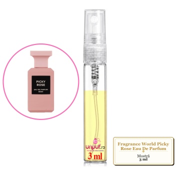 Mostra fiola din Parfumul Fragrance World Picky Rose Eau De Parfum, decant sticla cu pulverizator