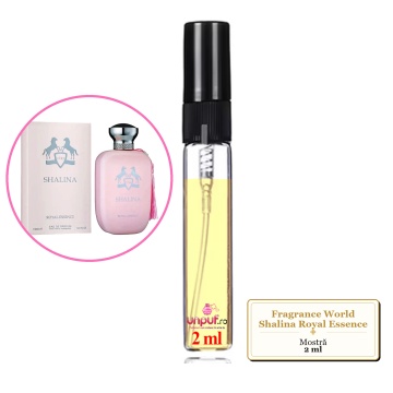 Mostra fiola din Parfumul Fragrance World Shalina Royal Essence, decant sticla cu pulverizator - Img 2